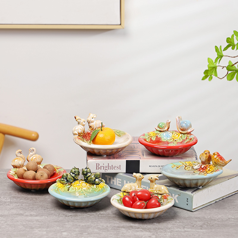 创意陶瓷点心盘精致茶点水果盘创意小鸟客厅家用收纳盘烟灰缸皂盒