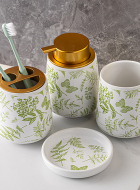 亚马逊简约陶瓷卫浴洗漱套装四件套浴室家居用品摆件漱口杯套件