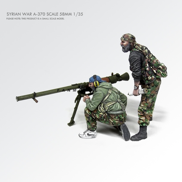 1/35 雇佣兵反装甲二人组  树脂兵人 白模(原特) A-370