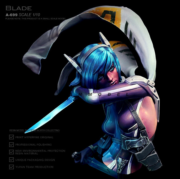 1/10 蓝刀女杀手  树脂手办 女兵人 白模(原特)  a-699