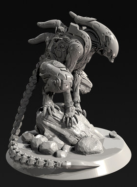 外星机械异形 全高 55mm 75mm 90mm 树脂兵人 白模 TD-7595/3D