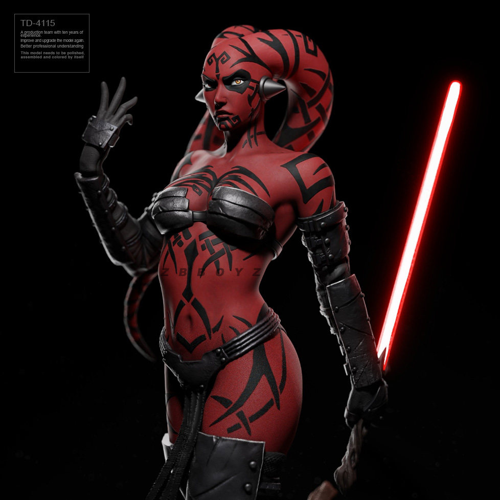 50mm 75mm zbboy监制 赤色星球女剑魔 树脂兵人 白模 td-4115