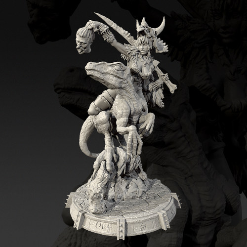 全高 38mm 50mm 75mm 狂猎女战士系列-迅龙 树脂 白模 TD-7755/3D
