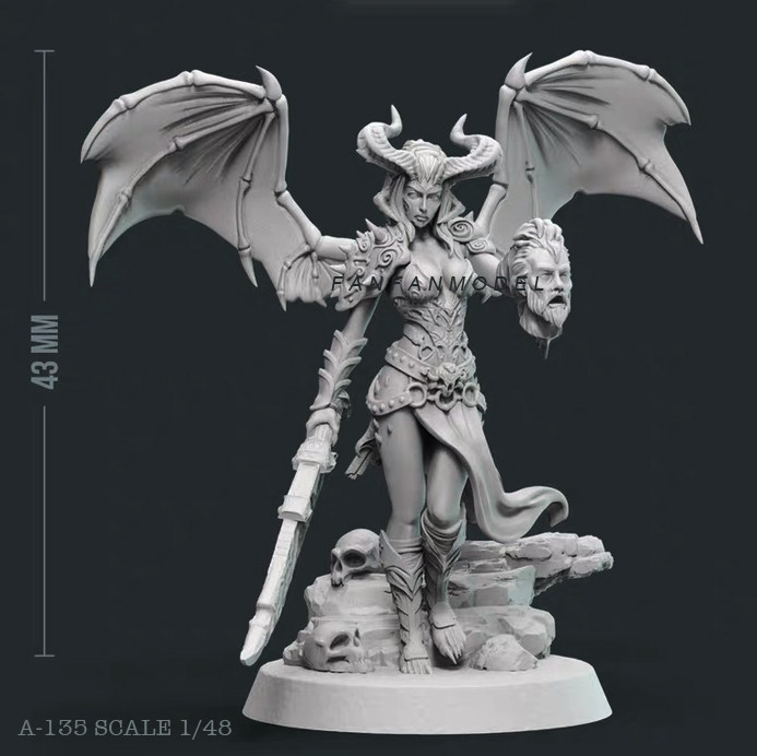 高度43mm 魔界女王 树脂兵人(白模) a-135