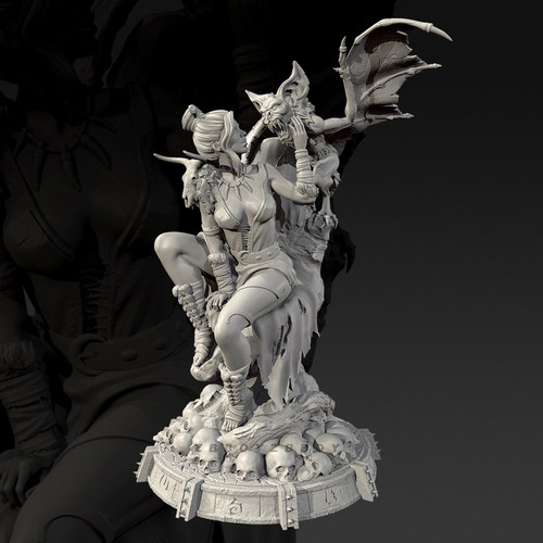 全高 38mm 50mm 75mm 狂猎女战士系列-血蝙蝠 树脂白模TD-7754/3D