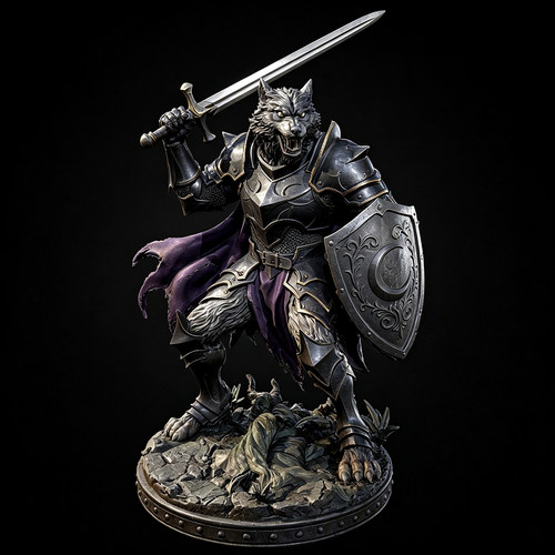 人高 38mm 50mm 75mm 骑士年代-狼王 树脂兵人 白模 TD-7891/3D