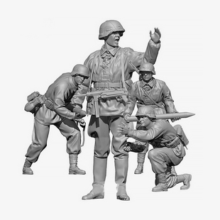 1/35  二战欧洲兵人（4人套装) 树脂兵人 白模  A-2112