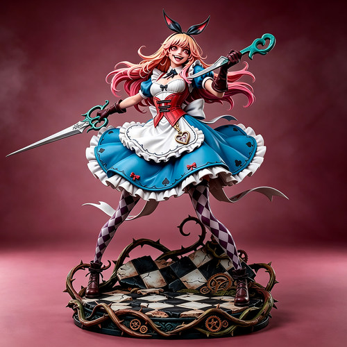 全高 38mm 50mm 75mm 诅咒女流-剪刀手少女 树脂 白模 TD-7907/3D
