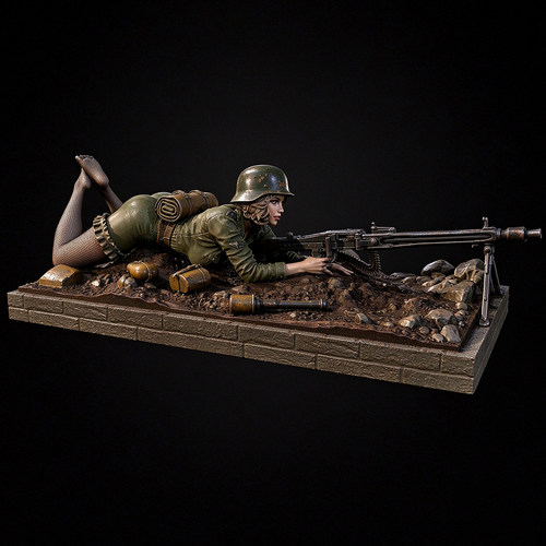 人高 38mm 50mm 75mm 二战女机枪手 树脂兵人 白模 TD-7917/3D