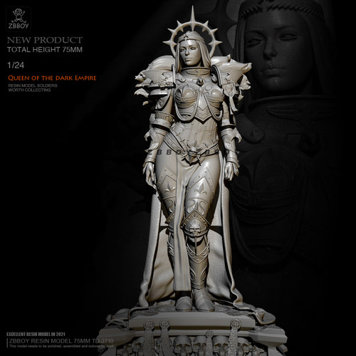 H75mm 1/24 ZBBOY监制 个性黑暗帝王女主  树脂兵人 白模 TD-2710