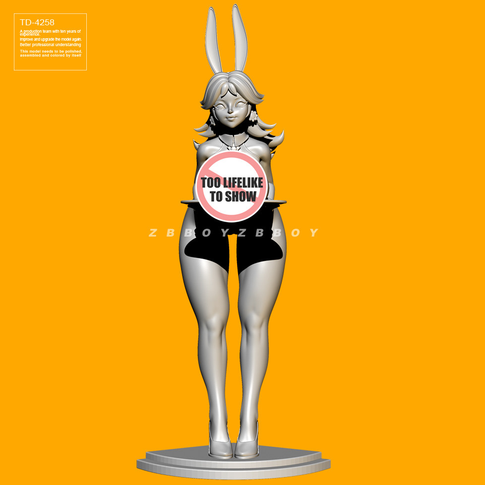 50mm 75mm zbboy监制 托盘兔女郎2 树脂兵人 白模 td-4258