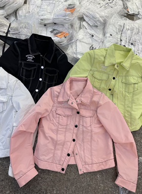 超火的翻领明线短款长袖单层薄款防晒衣百搭修身显瘦2023夏季爆款