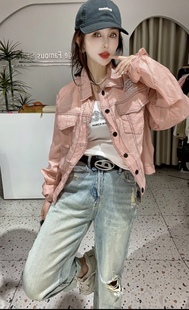 重工洋气明线翻领防晒外套洋气百搭修身显瘦帅气精神利索夹克轻薄