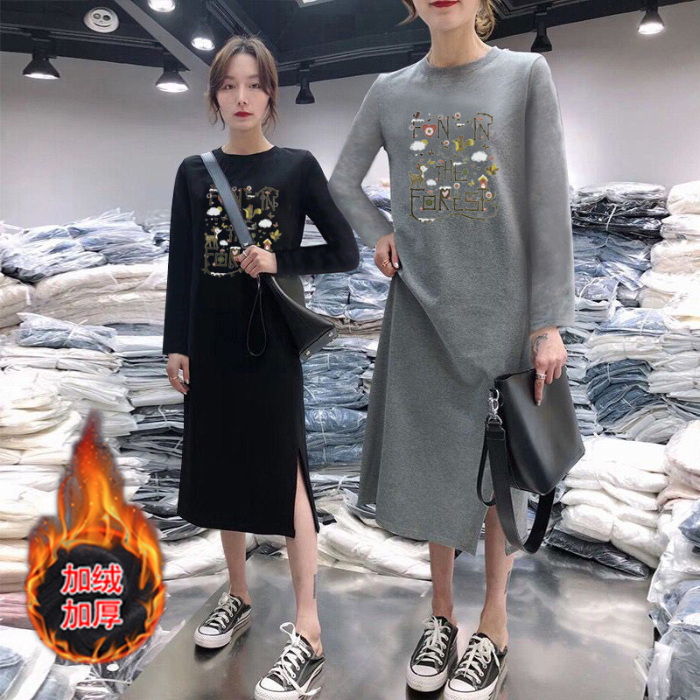 长袖连衣裙大码长款打底t恤裙