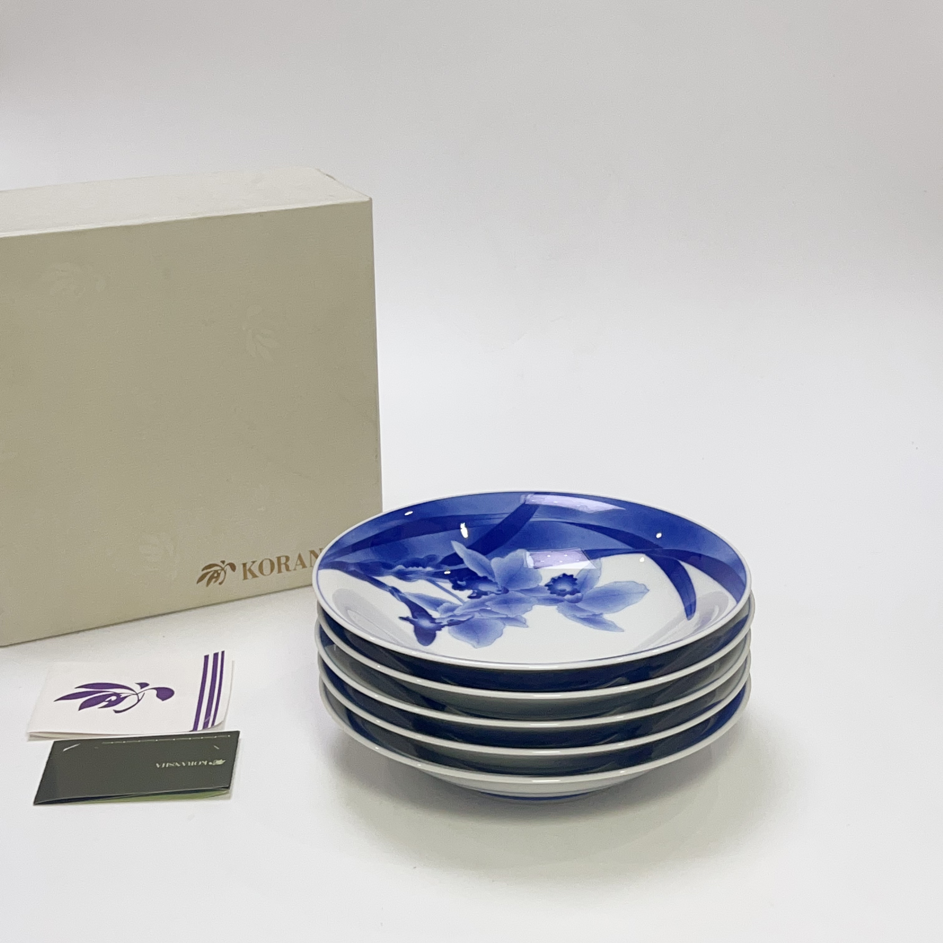 日本 回流 香兰社 青花染付 鸢尾花 深盘 钵 餐盘 面碗