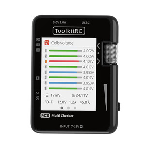ToolkitRC MC8 多功能锂电池电显 平衡电池电压 信号测试PD充电