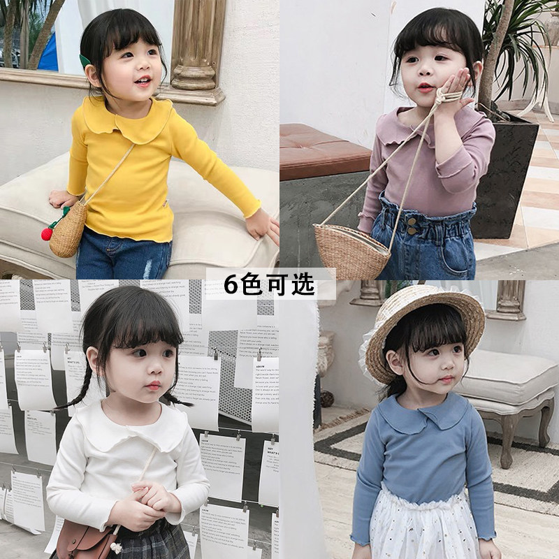 女童纯色打底衫2019秋季新款女童洋气娃娃领上衣宝贝韩版翻领打底|ruв категории Детская одежда, свитер/свитер - от Buy2taobao.com для оказания профессиональной услуги покупки агента Taobao