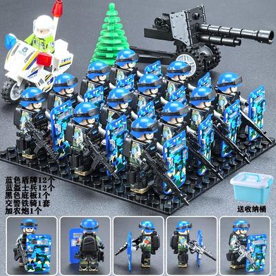 蓝盔士兵维和部队积木人仔方阵