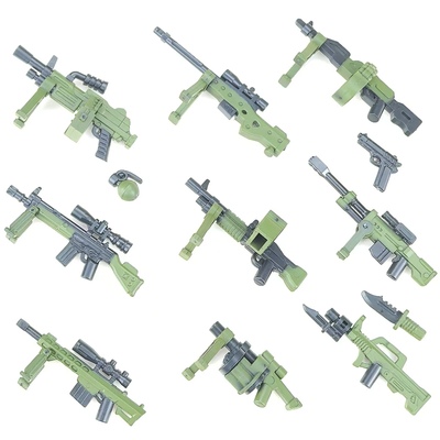 人仔武器装备配件绿色喷漆双拼色