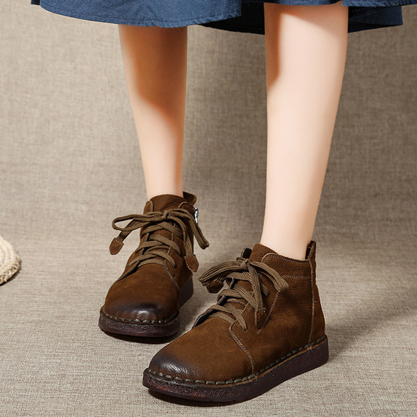 手工马丁靴文艺复古真皮短靴女