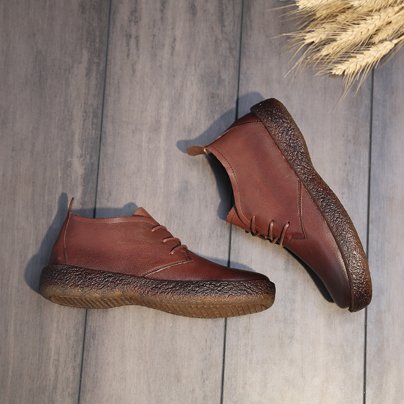 真皮百搭女鞋2019秋季新款圆头系带休闲复古小皮鞋软底英伦高帮鞋在类目 女鞋, 低帮鞋中 - 来自Buy2taobao.com提供专业的淘宝代购服务