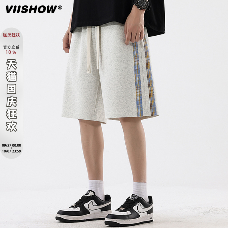 VIISHOW纯色短裤男夏季2025新款潮牌宽松休闲五分裤运动篮球中裤