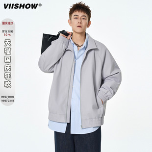 VIISHOW立領夾克男款 防風外套潮 2025年休閑寬松潮流純色百搭秋季