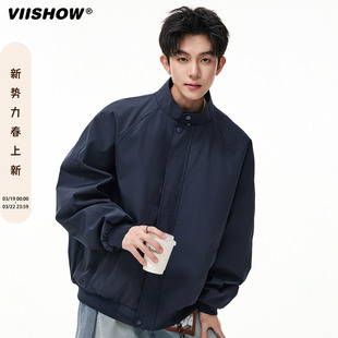 VIISHOW美式哈灵顿立领外套男士春季新款宽松棒球服工装教练夹克