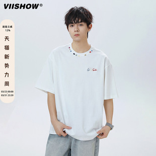 重磅国潮痞帅青少年宽松半袖 新款 体恤 t恤男2025夏季 VIISHOW短袖