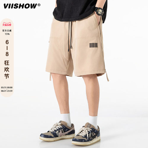 VIISHOW夏季港风新款工装短裤男装2026潮牌宽松情侣休闲五分裤子