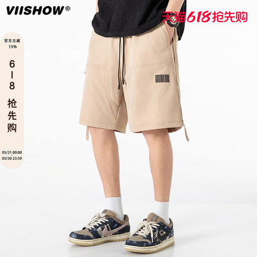 VIISHOW夏季港风新款工装短裤男装2026潮牌宽松情侣休闲五分裤子