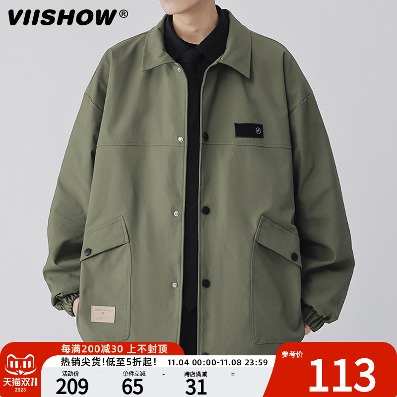 VIISHOW日系复古多口袋工装夹克男士潮牌宽松bf风休闲百搭外套