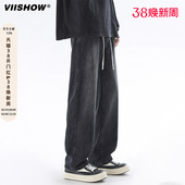 宽松百搭直筒潮牌cleanfit阔腿裤 新款 子 男夏季 VIISHOW水洗牛仔裤