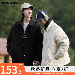 VIISHOW羽绒棉服男冬季轻薄棉衣外套男生菱形格华夫格保暖棉袄子