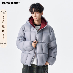 VIISHOW连帽羽绒服男女短款宽松冬季2025新款加厚保暖白鸭绒外套