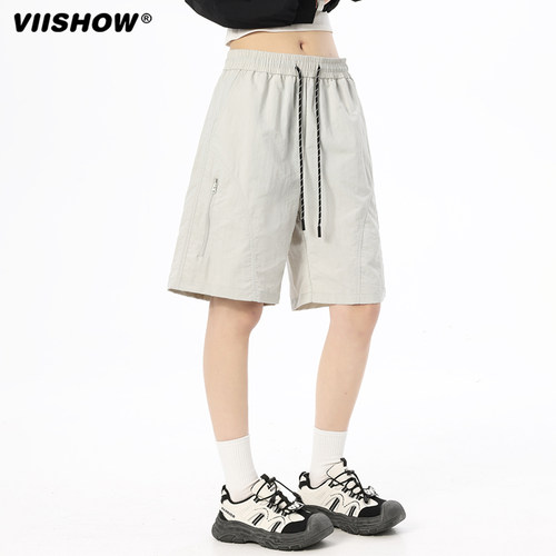 VIISHOW速干短裤男夏季薄款2026新款青少年简约直筒休闲五分裤子