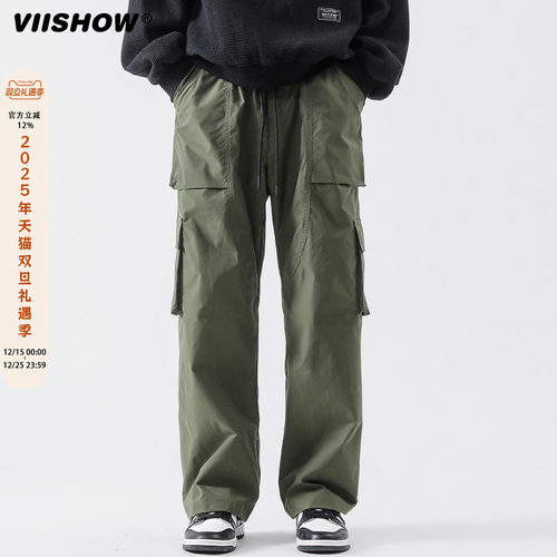 VIISHOW美式oversize裤子高街in潮牌男春秋直筒宽松阔腿工装裤子