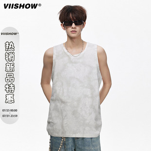 无袖 VIISHOW美式 内搭扎染运动健身坎肩汗衫 夏季 T恤潮流 背心男士