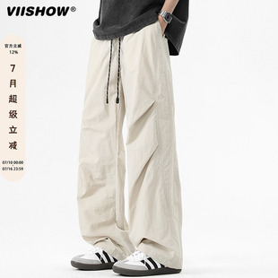 VIISHOW休闲裤男款2026新款日系潮牌宽松阔腿百搭个性直筒工装裤