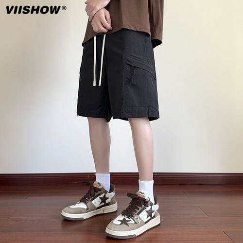 VIISHOW工装短裤男士夏季薄款宽松直筒百搭冰丝休闲运动五分裤子