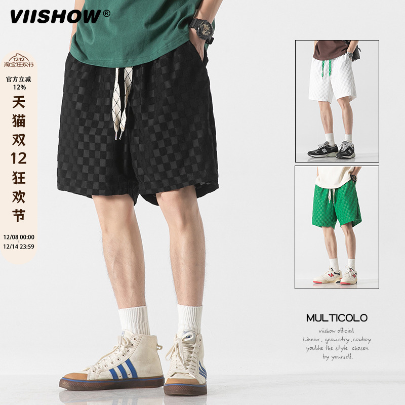 VIISHOW夏季薄款日系休闲短裤男潮牌情侣运动纯棉沙滩五分裤子男