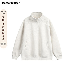 VIISHOW复古日系纯色半拉链套头卫衣男春季宽松情侣百搭休闲上衣