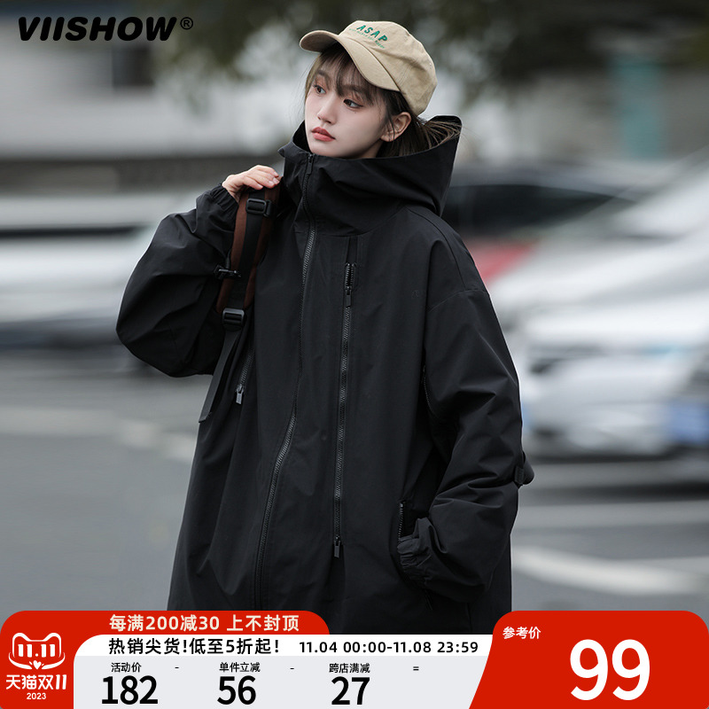 VIISHOW冲锋衣外套男春秋季山系潮牌美式拉链机能宽松工装夹克男