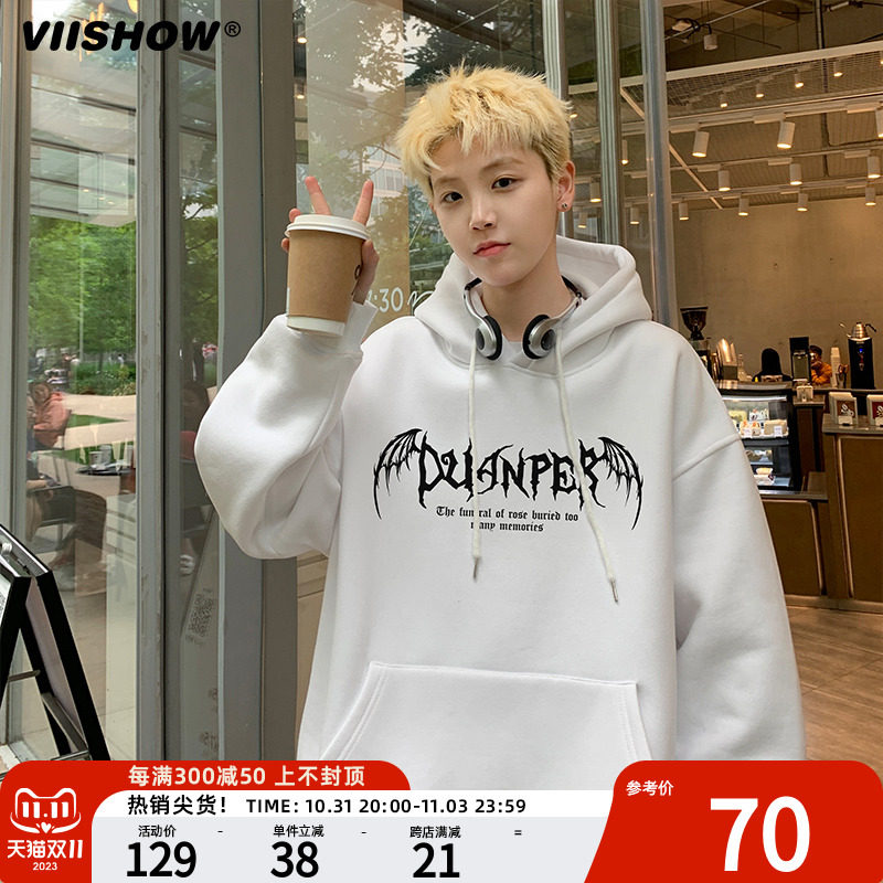 VIISHOW连帽卫衣男春秋季美式复古潮牌oversize重磅宽松休闲帽衫怎么看?