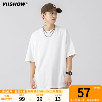 VIISHOW夏季潮流纯色短袖t恤