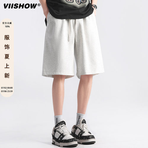 VIISHOW街头宽松百搭休闲短裤男生复古简约跑步健身运动五分裤
