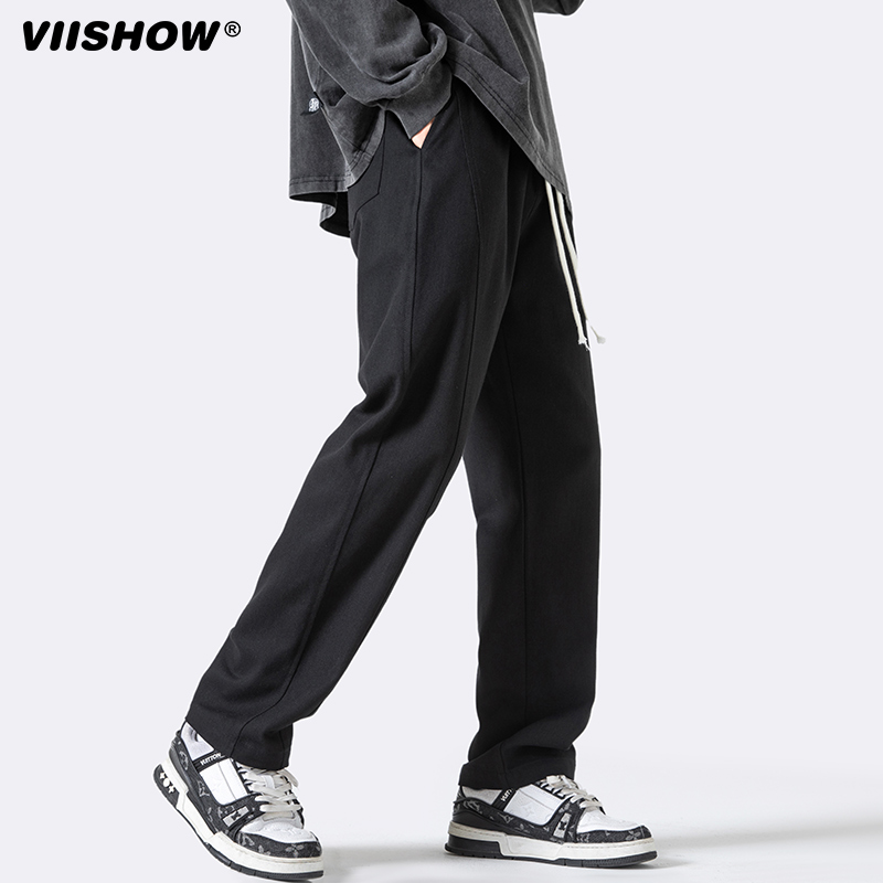 VIISHOW美式重磅灰色卫裤男春秋季宽松直筒休闲裤子痞帅运动长裤