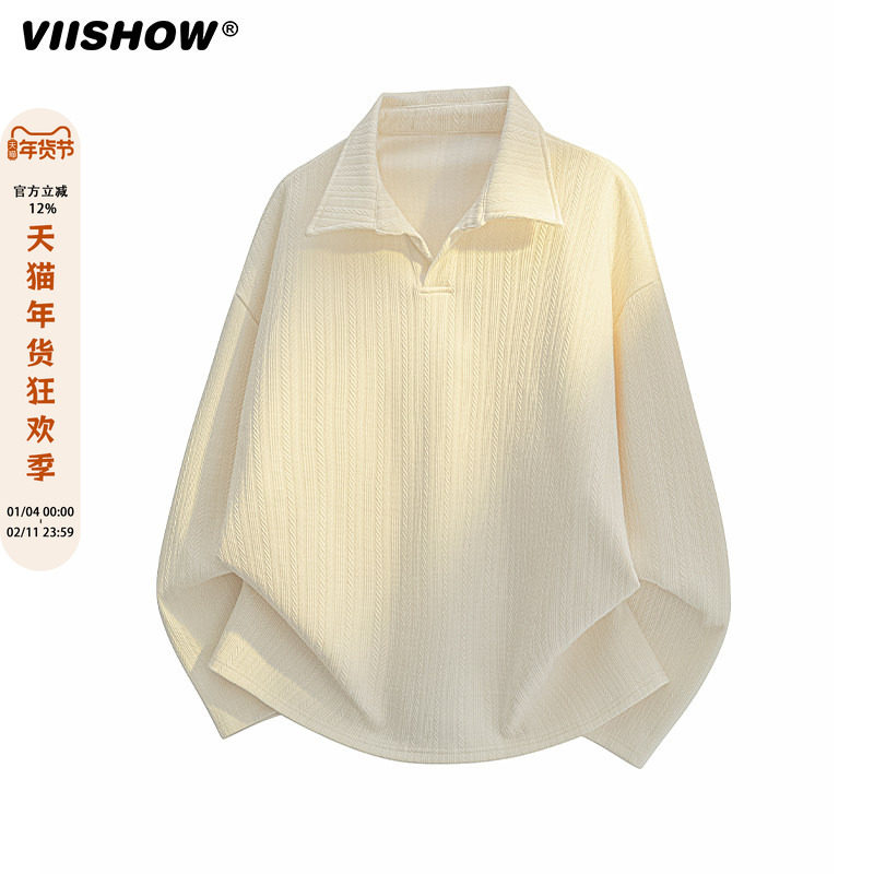 VIISHOW美式POLO衫翻领卫衣男士2025春季新款潮牌休闲长袖上衣服,男装,卫衣,淘宝优惠券,粉丝福利购,淘宝优惠卷