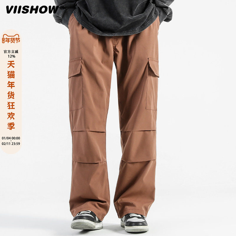 VIISHOW美式复古伞兵休闲裤男冬季新款潮牌宽松加厚直筒工装裤子,男装,休闲裤,淘宝优惠券,粉丝福利购,淘宝优惠卷