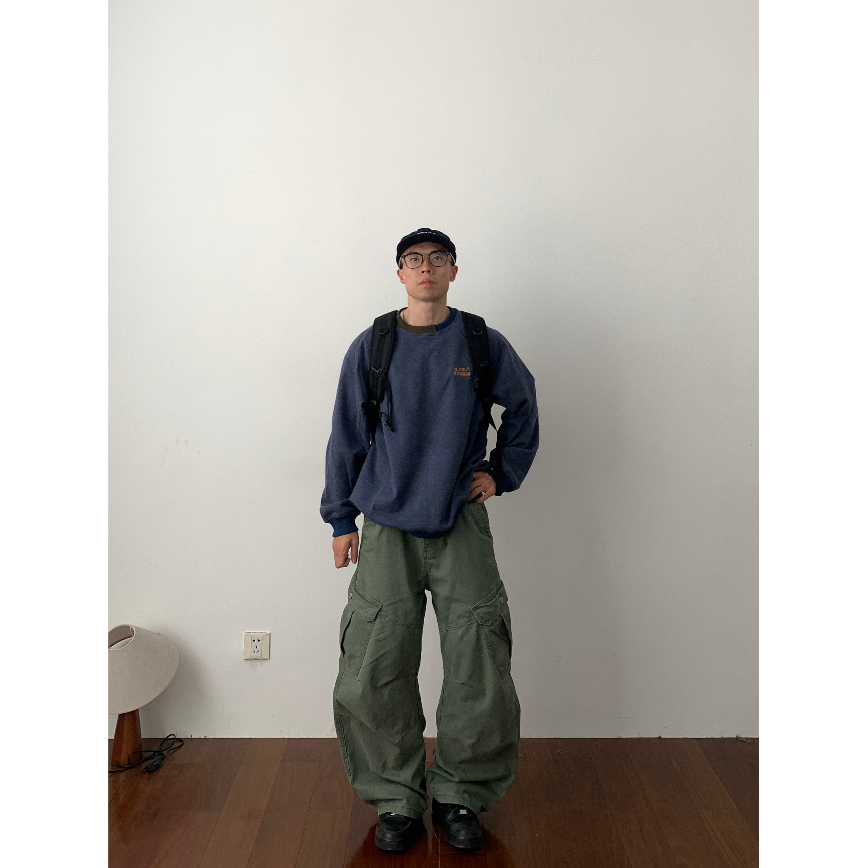Daily 1|复古街头风刺绣卫衣日系撞色宽松休闲上衣秋冬圆领长袖男